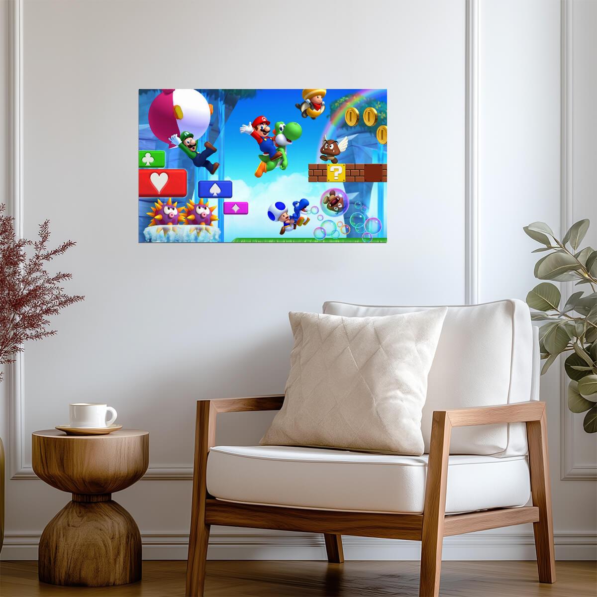 New Super Mario Bros. U Poster | Mario, Luigi and Yoshi in the Mushroom Kingdom - Video Games Poster