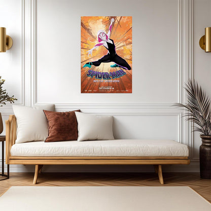 Spider-Man Into the Spider-Verse Movie Poster | Spider-Gwen against the Orange City - Movies & TV Poster
