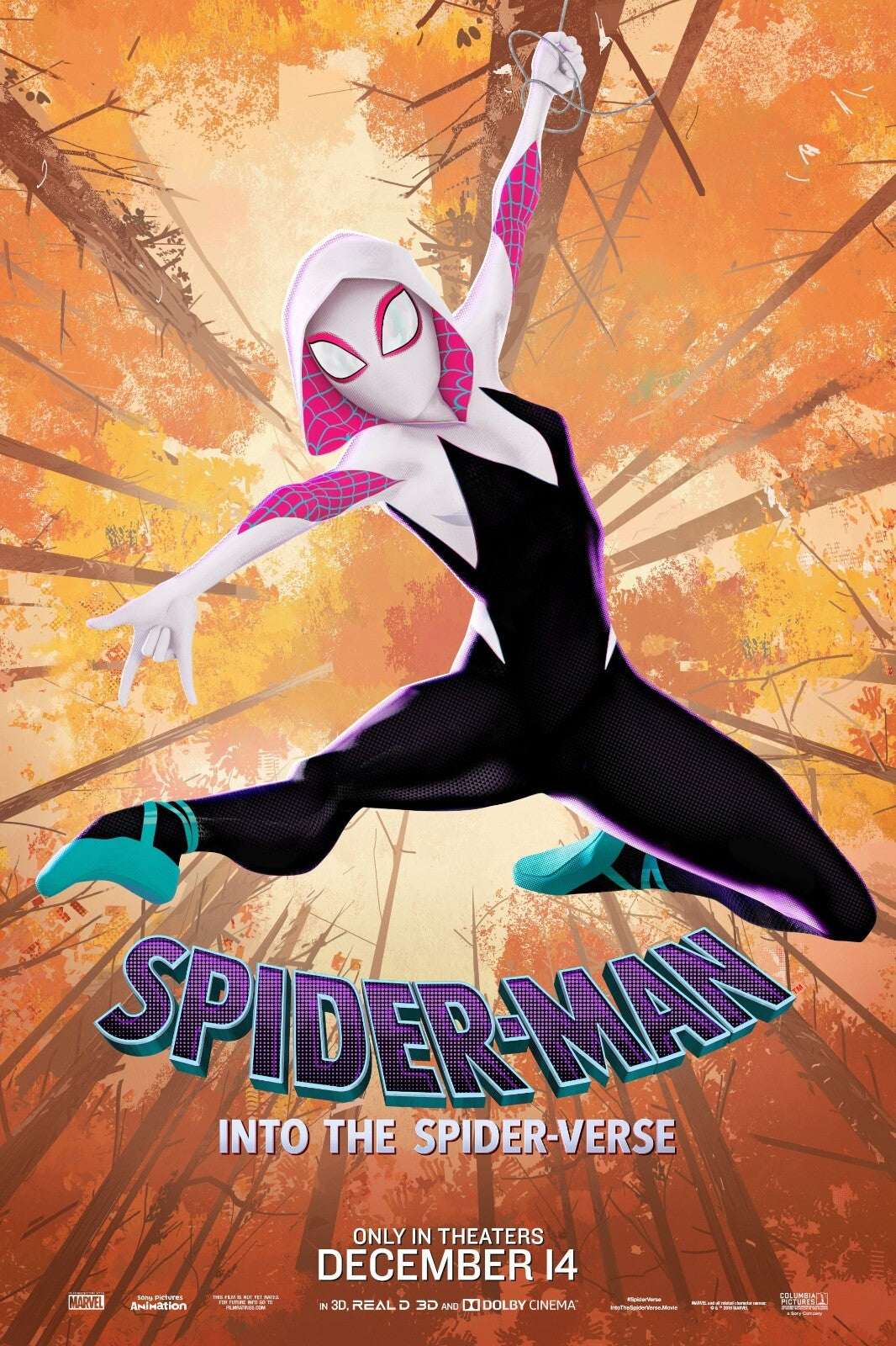 Spider-Man Into the Spider-Verse Movie Poster | Spider-Gwen against the Orange City - Movies & TV Poster