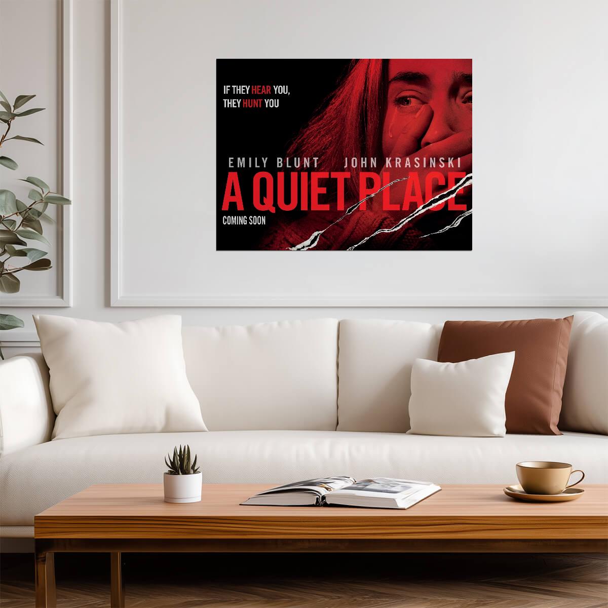 A Quiet Place Poster | Emily Blunt Portrait | Red Claw Slash Movie Print - Movies & TV Poster