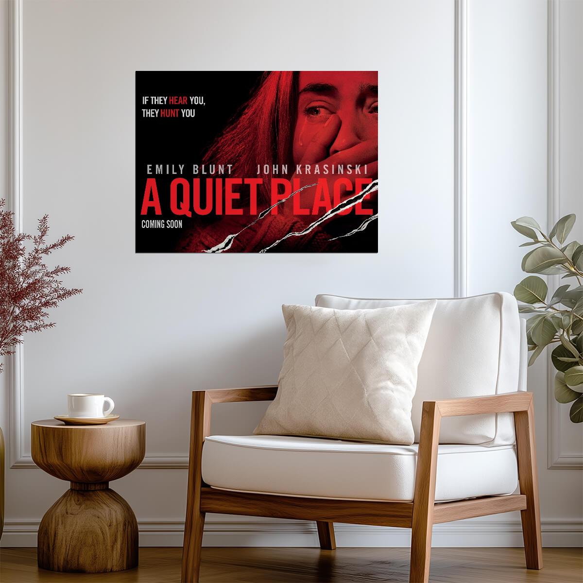 A Quiet Place Poster | Emily Blunt Portrait | Red Claw Slash Movie Print - Movies & TV Poster