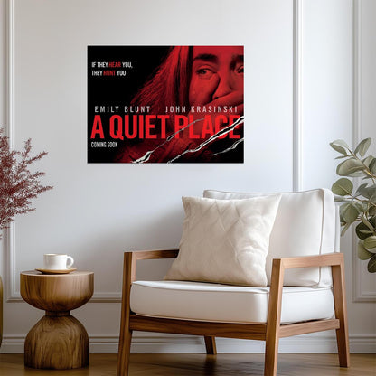 A Quiet Place Poster | Emily Blunt Portrait | Red Claw Slash Movie Print - Movies & TV Poster