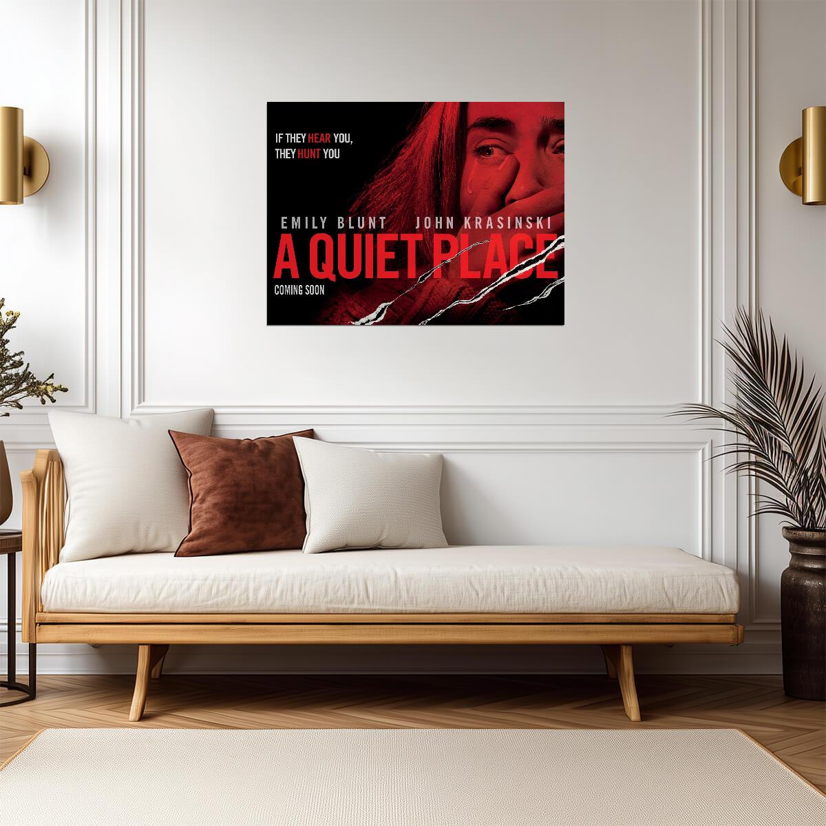 A Quiet Place Poster | Emily Blunt Portrait | Red Claw Slash Movie Print - Movies & TV Poster