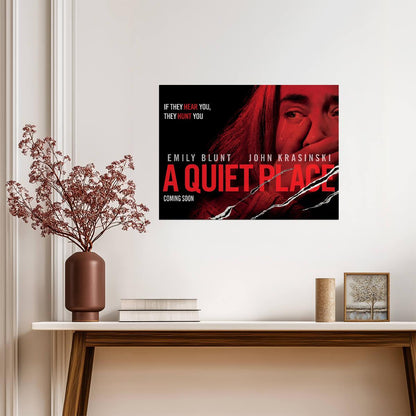 A Quiet Place Poster | Emily Blunt Portrait | Red Claw Slash Movie Print - Movies & TV Poster