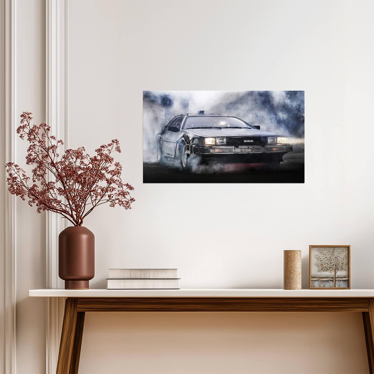 Back to the Future Movie Poster | DeLorean Driving through Smoke - Movies & TV Poster