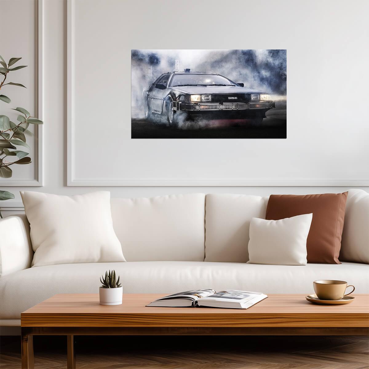 Back to the Future Movie Poster | DeLorean Driving through Smoke - Movies & TV Poster