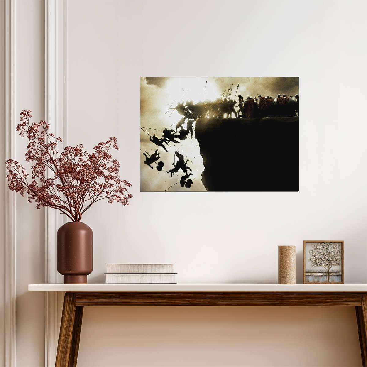 300 Cliff Battle Poster | Spartan Army Movie Scene Print - Movies & TV Poster