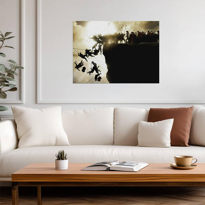 300 Cliff Battle Poster | Spartan Army Movie Scene Print - Movies & TV Poster