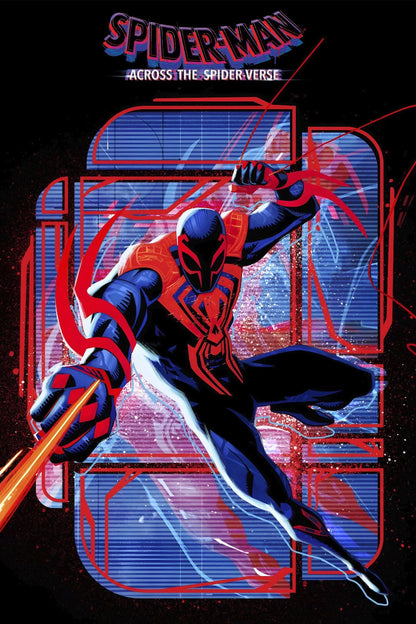 Spider-Man Across the Spider-Verse Movie Poster | Spider-Man 2099 Red and Blue Graphic - Movies & TV Poster