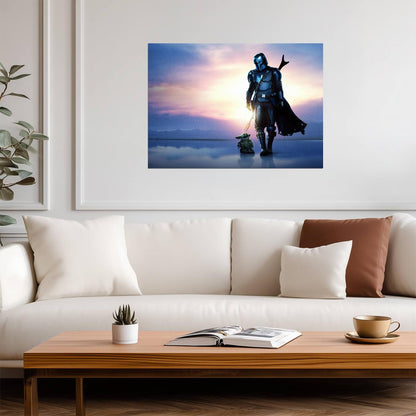 The Mandalorian TV Series Poster | Din Djarin and Grogu at Sunset - Movies & TV Poster
