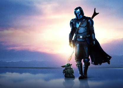 The Mandalorian TV Series Poster | Din Djarin and Grogu at Sunset - Movies & TV Poster