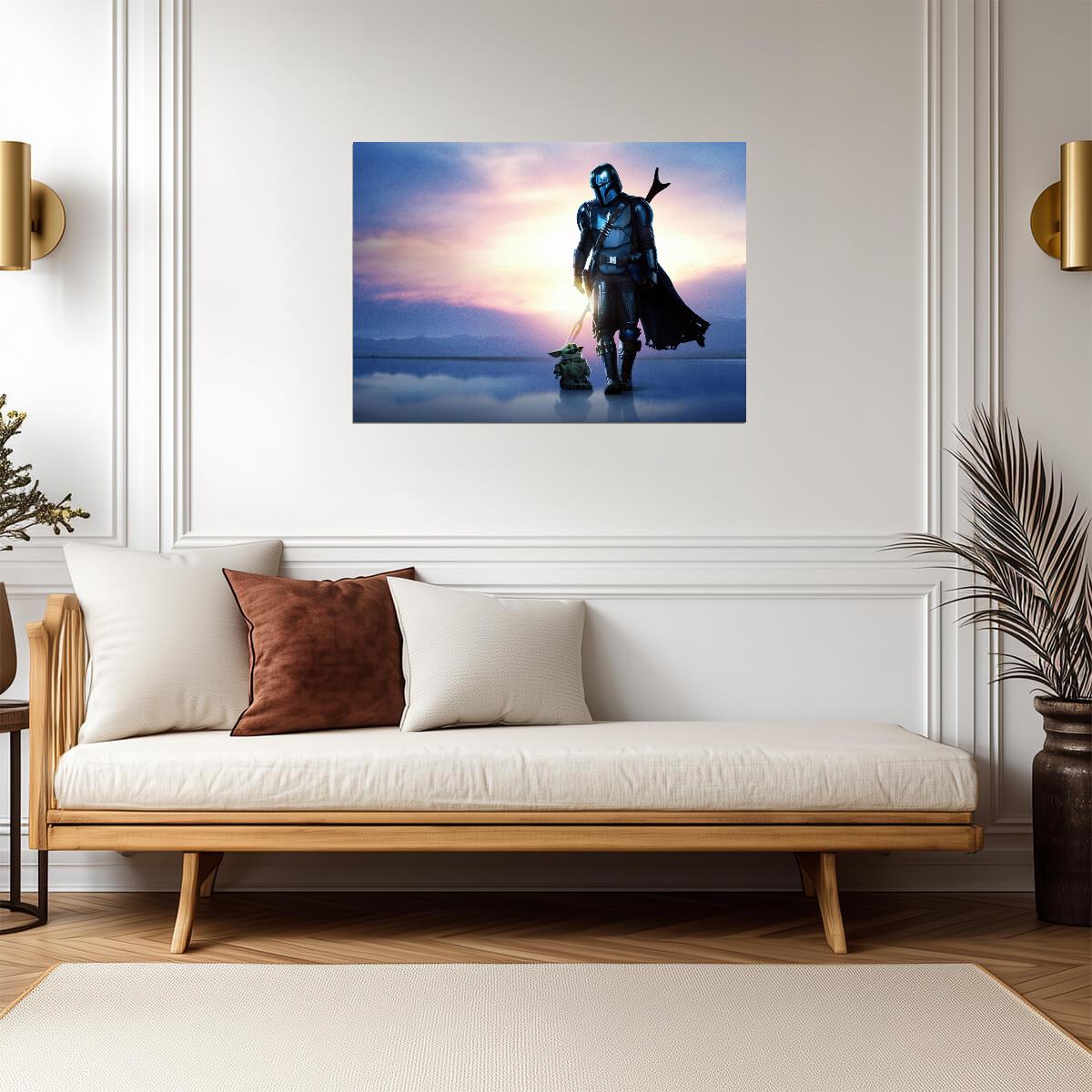 The Mandalorian TV Series Poster | Din Djarin and Grogu at Sunset - Movies & TV Poster