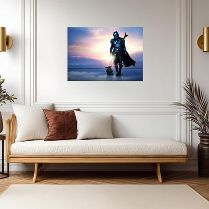 The Mandalorian TV Series Poster | Din Djarin and Grogu at Sunset - Movies & TV Poster