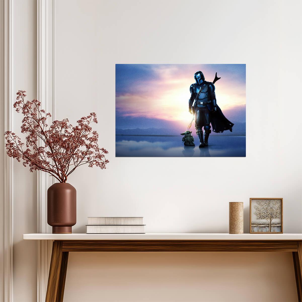 The Mandalorian TV Series Poster | Din Djarin and Grogu at Sunset - Movies & TV Poster