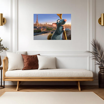 Ratatouille Movie Poster | Remy with the Paris Skyline - Movies & TV Poster