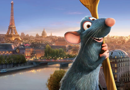Ratatouille Movie Poster | Remy with the Paris Skyline - Movies & TV Poster