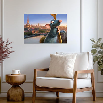 Ratatouille Movie Poster | Remy with the Paris Skyline - Movies & TV Poster