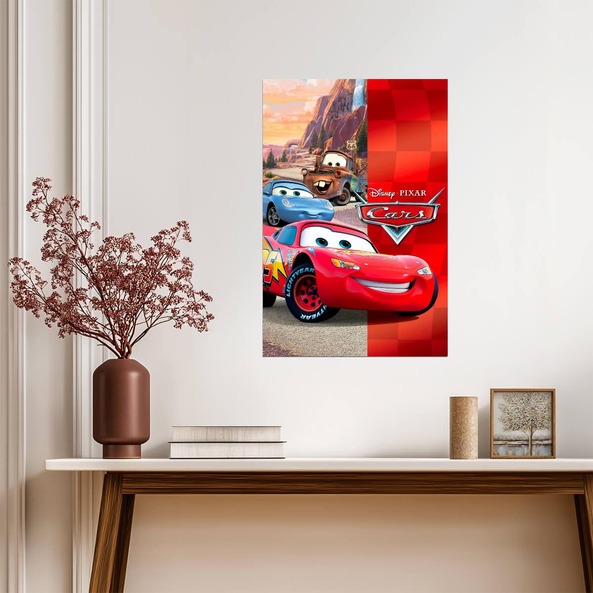 Cars 2006 Movie Poster | Lightning McQueen, Sally and Mater - Movies & TV Poster