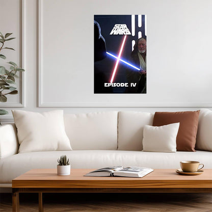 Star Wars A New Hope Movie Poster | Obi-Wan and Darth Vader Lightsabers - Movies & TV Poster
