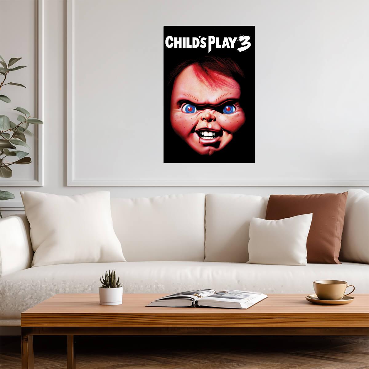 Child's Play 3 Movie Poster | Chucky Grinning Close-Up - Movies & TV Poster