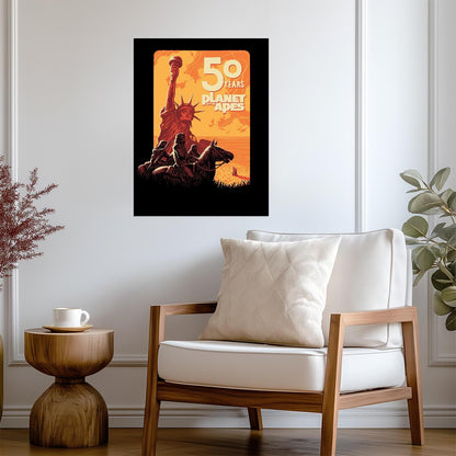 Planet of the Apes 1968 Movie Poster | Fiftieth Anniversary Statue of Liberty Graphic - Movies & TV Poster