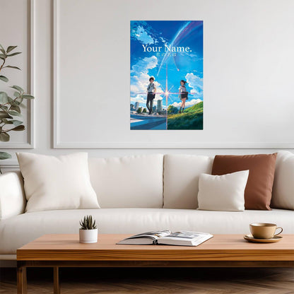 Your Name 2016 Anime Movie Poster | Taki and Mitsuha Beneath a Comet - Anime Poster