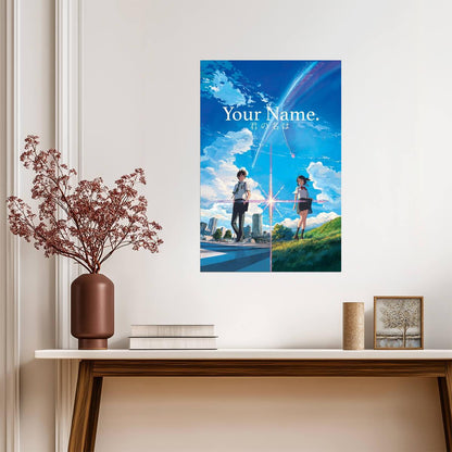 Your Name 2016 Anime Movie Poster | Taki and Mitsuha Beneath a Comet - Anime Poster