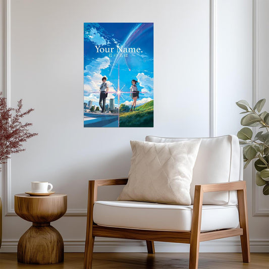 Your Name 2016 Anime Movie Poster | Taki and Mitsuha Beneath a Comet - Anime Poster