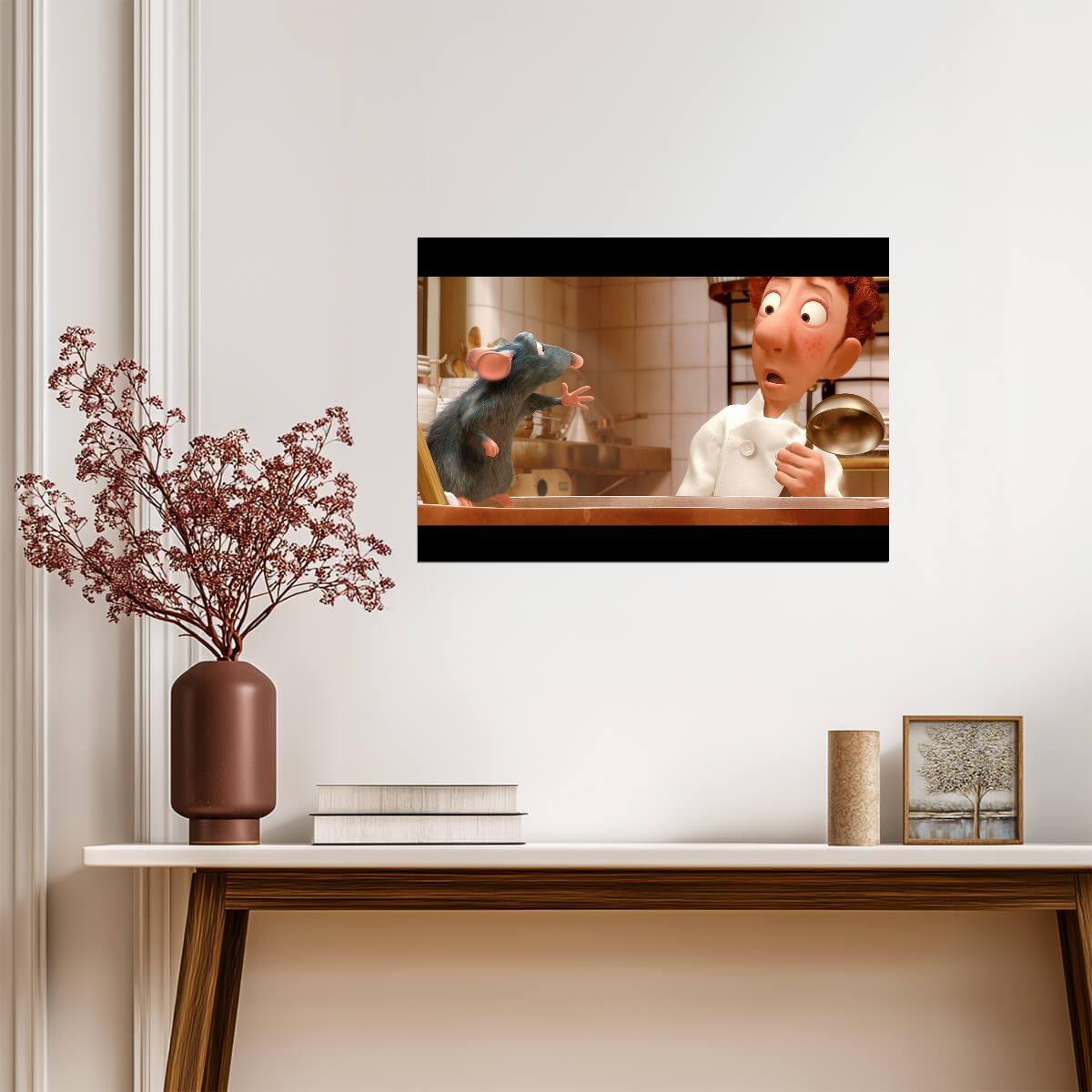 Ratatouille Movie Poster | Linguini and Remy with a Saucepan - Movies & TV Poster
