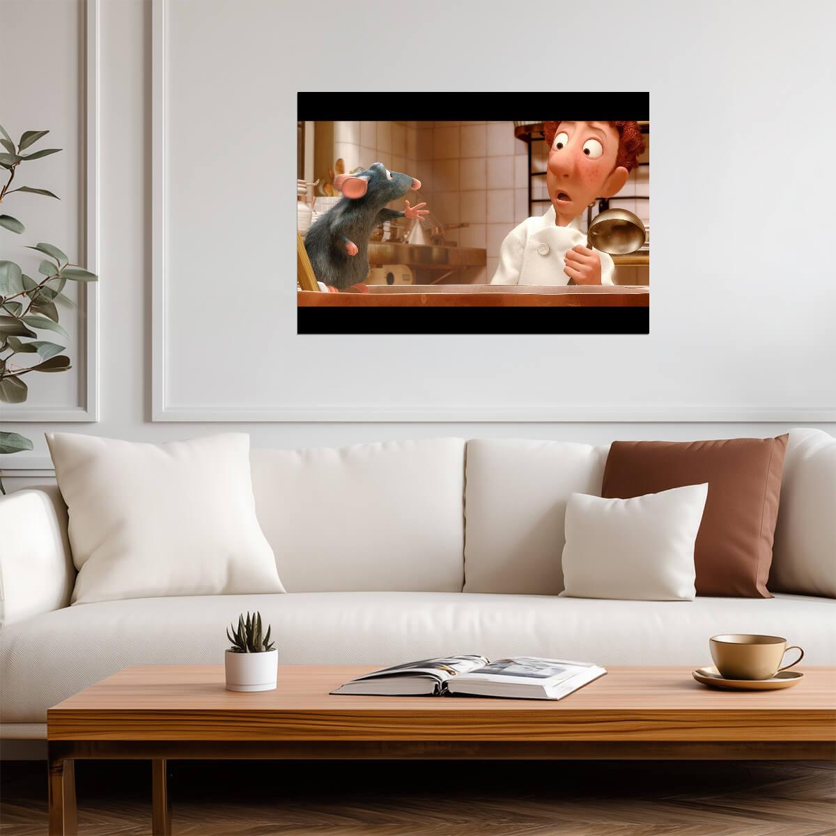 Ratatouille Movie Poster | Linguini and Remy with a Saucepan - Movies & TV Poster