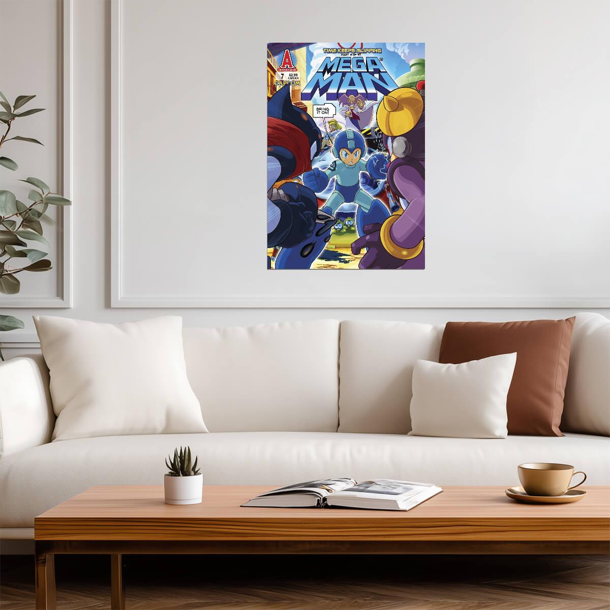 Mega Man Poster | Time Keeps Slipping | Comic Issue 7 Cover - Graphic & Art Poster