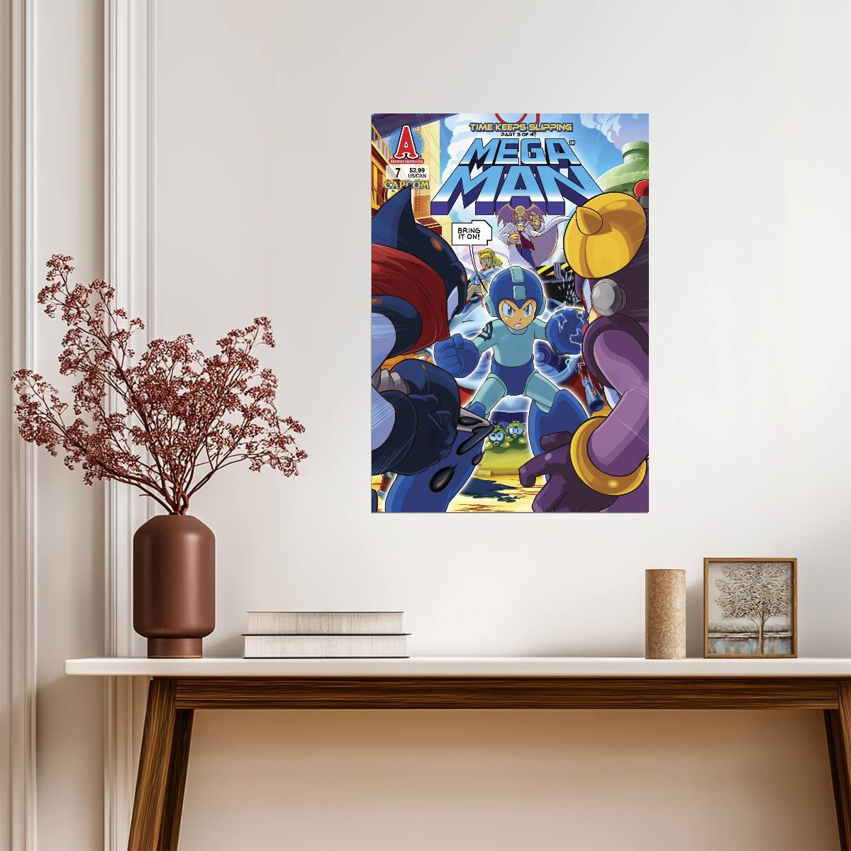 Mega Man Poster | Time Keeps Slipping | Comic Issue 7 Cover - Graphic & Art Poster