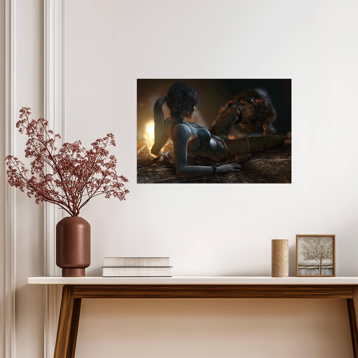 Tomb Raider Poster | Sexy Lara Croft Reclining in a Temple - Video Games Poster