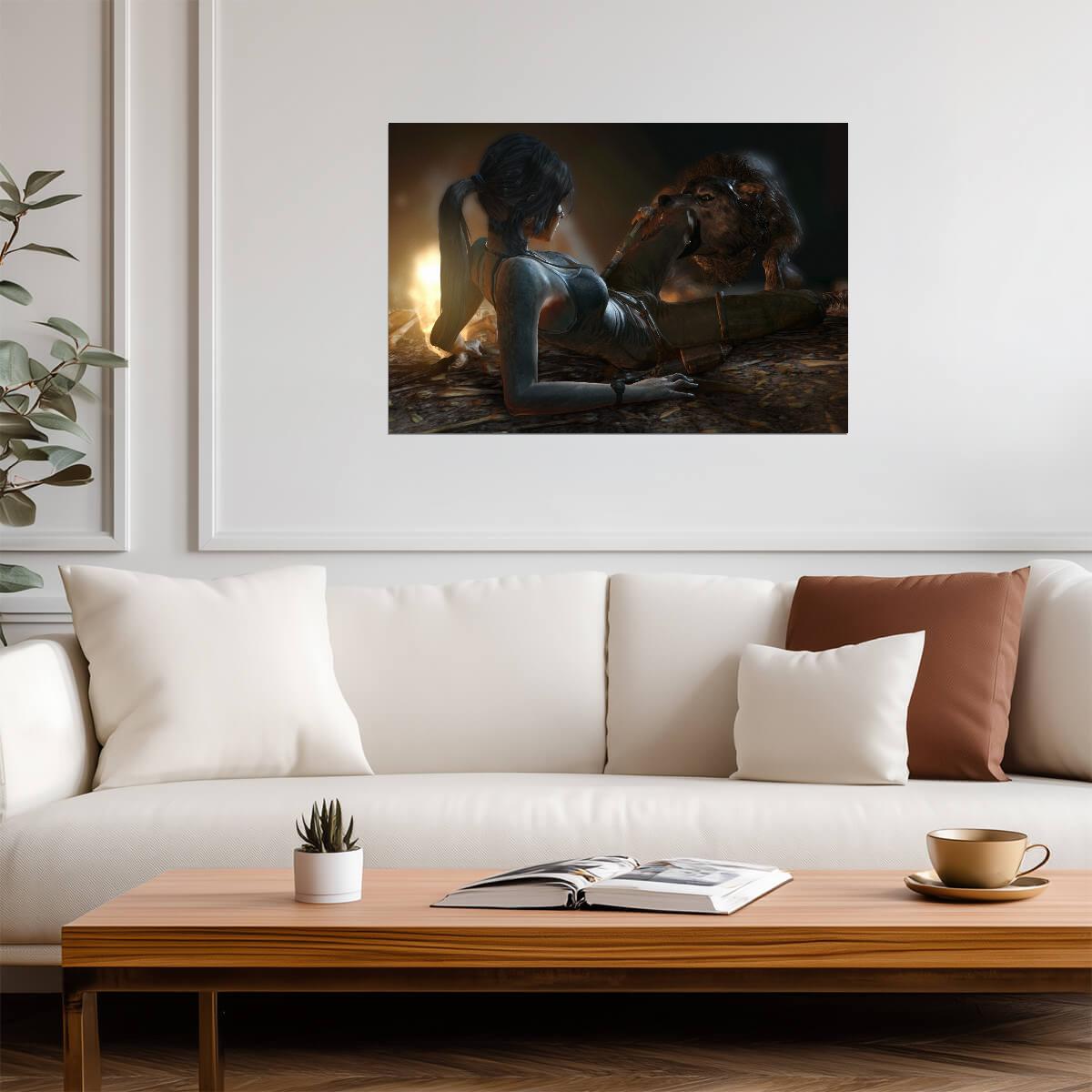 Tomb Raider Poster | Sexy Lara Croft Reclining in a Temple - Video Games Poster