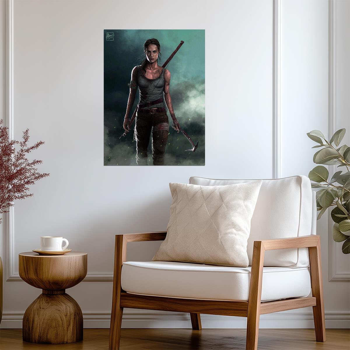 Tomb Raider 2018 Movie Poster | Alicia Vikander as Lara Croft with a Bow and Axe - Movies & TV Poster