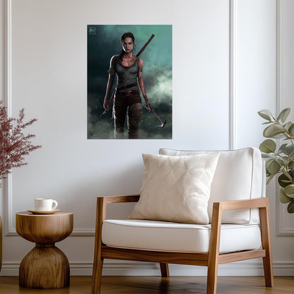 Tomb Raider 2018 Movie Poster | Alicia Vikander as Lara Croft with a Bow and Axe - Movies & TV Poster