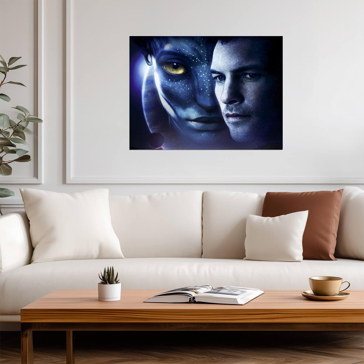 Avatar 2009 Movie Poster | Jake Sully and Neytiri Face Diptych - Movies & TV Poster