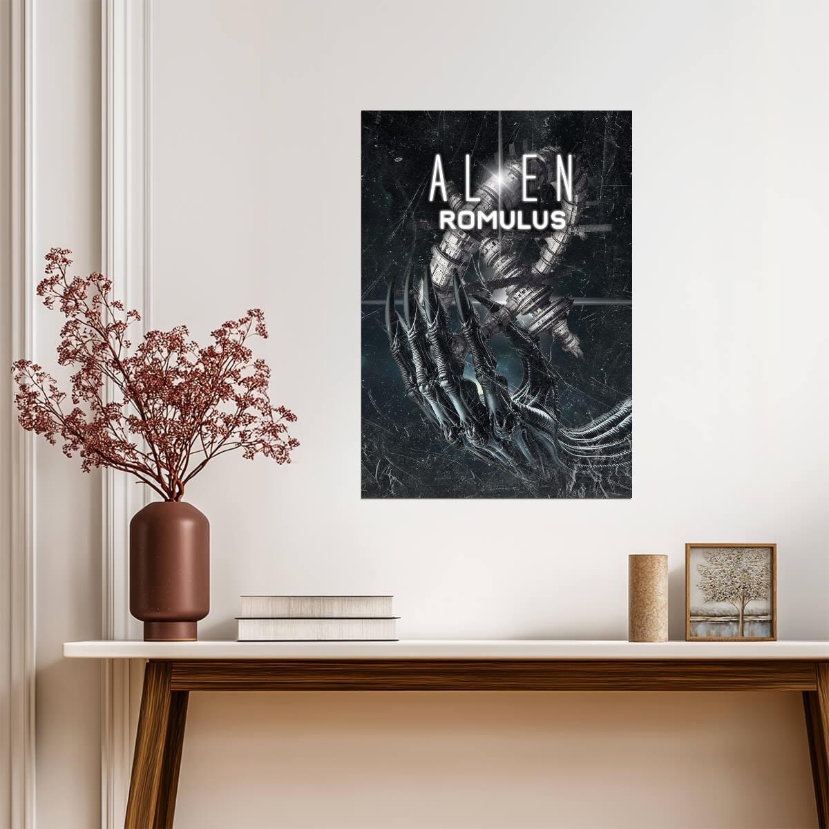 Alien Romulus Movie Poster | Xenomorph Illustration | Black and White Art Print - Movies & TV Poster