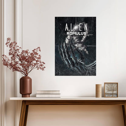 Alien Romulus Movie Poster | Xenomorph Illustration | Black and White Art Print - Movies & TV Poster