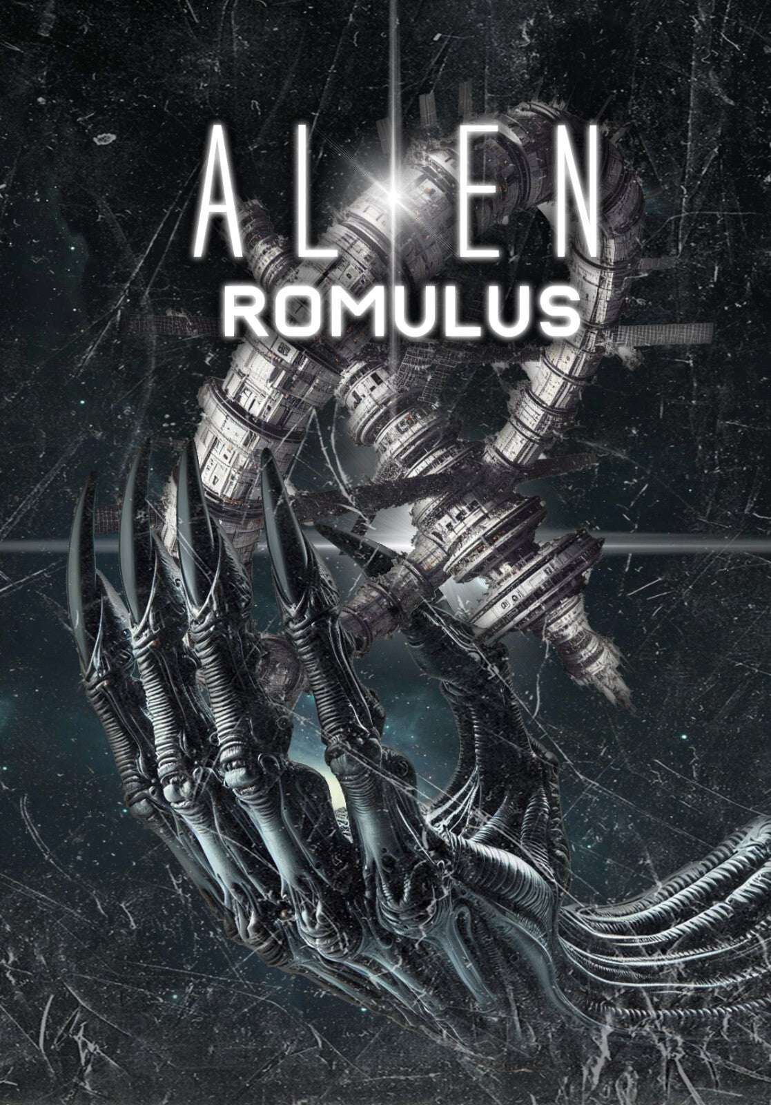 Alien Romulus Movie Poster | Xenomorph Illustration | Black and White Art Print - Movies & TV Poster
