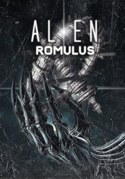 Alien Romulus Movie Poster | Xenomorph Illustration | Black and White Art Print - Movies & TV Poster
