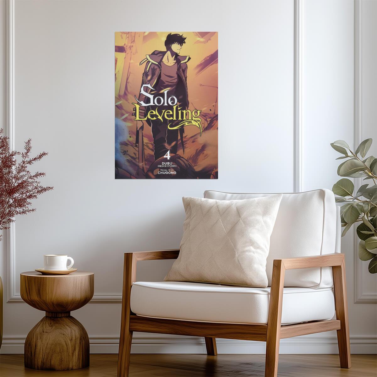 Solo Leveling Poster | Sung Jinwoo | Manhwa Volume 4 Cover - Anime Poster