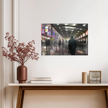 Blade Runner 2049 Movie Poster | Rainy Cyberpunk Market Street - Movies & TV Poster