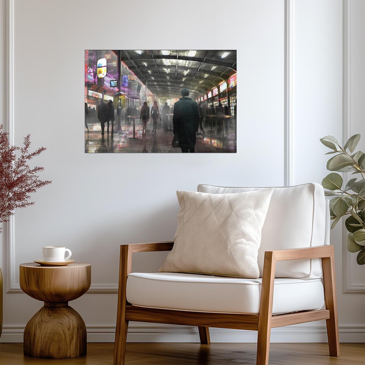 Blade Runner 2049 Movie Poster | Rainy Cyberpunk Market Street - Movies & TV Poster