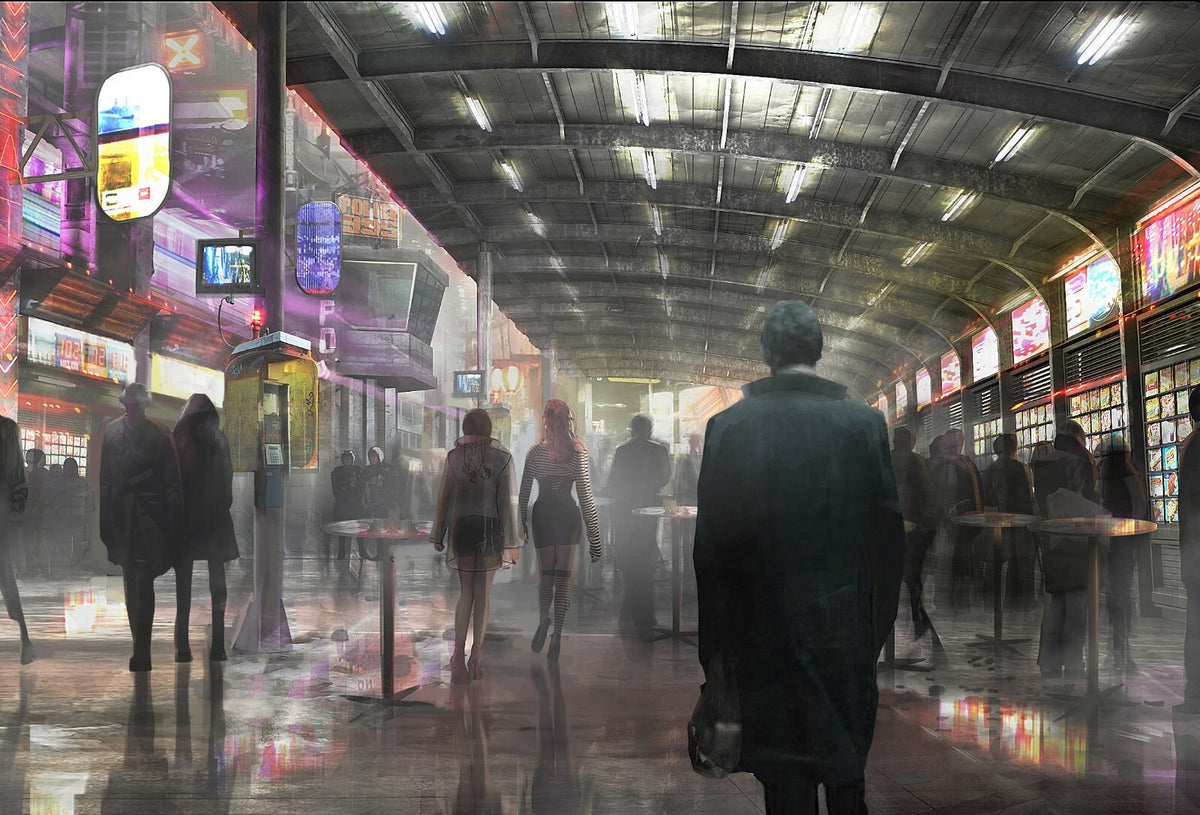 Blade Runner 2049 Movie Poster | Rainy Cyberpunk Market Street - Movies & TV Poster