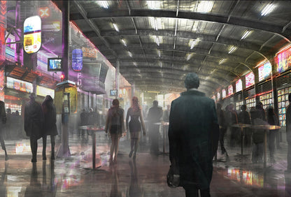 Blade Runner 2049 Movie Poster | Rainy Cyberpunk Market Street - Movies & TV Poster