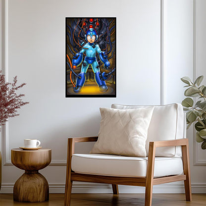 Mega Man Poster | Robot Portrait Connected to Wires - Video Games Poster