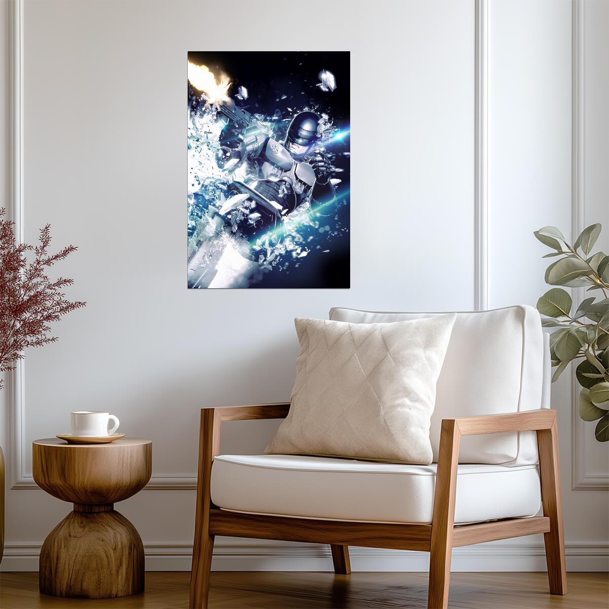 RoboCop 1987 Movie Poster | RoboCop Breaking through Blue Light - Movies & TV Poster
