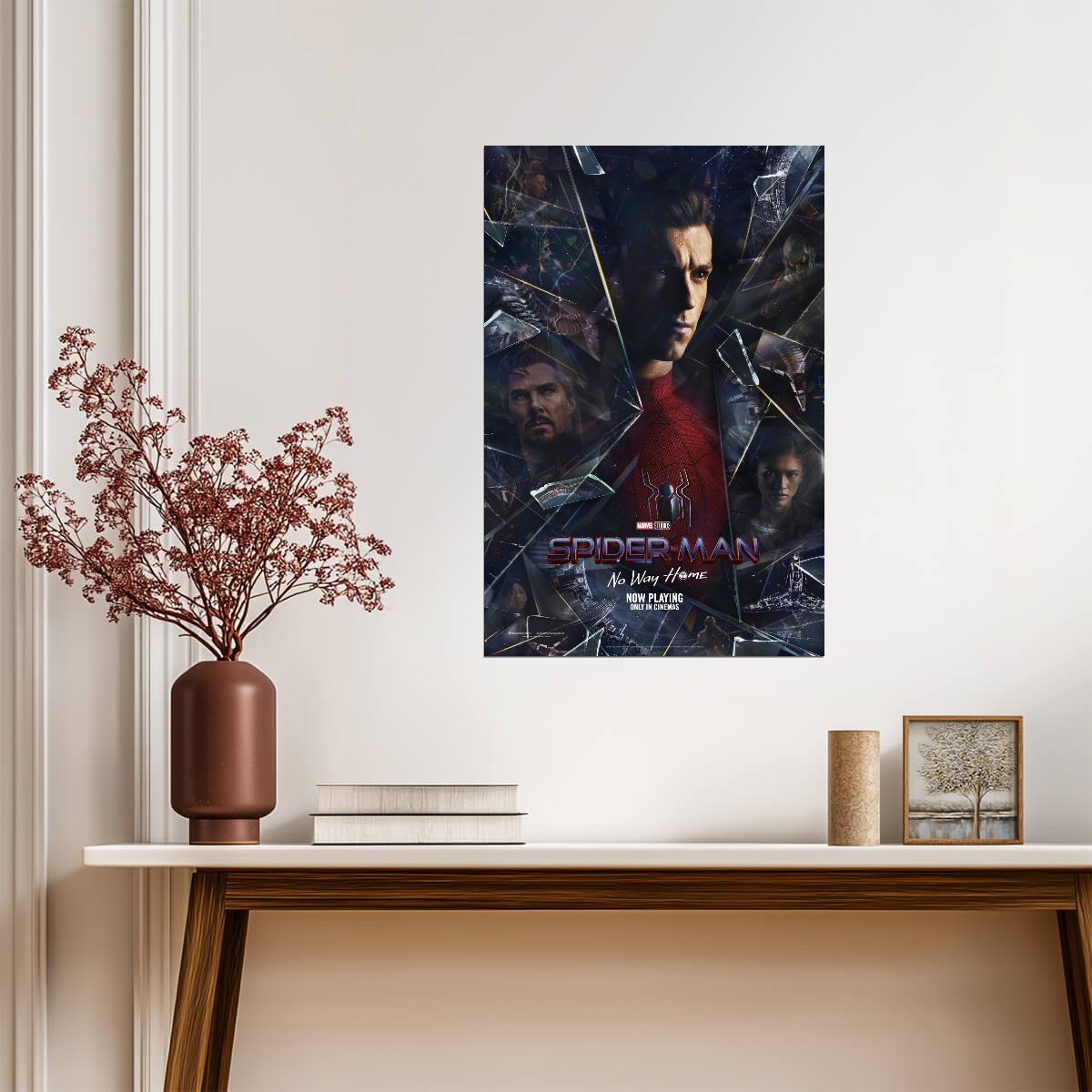 Spider-Man No Way Home Movie Poster | Peter Parker in Shattered Glass - Movies & TV Poster