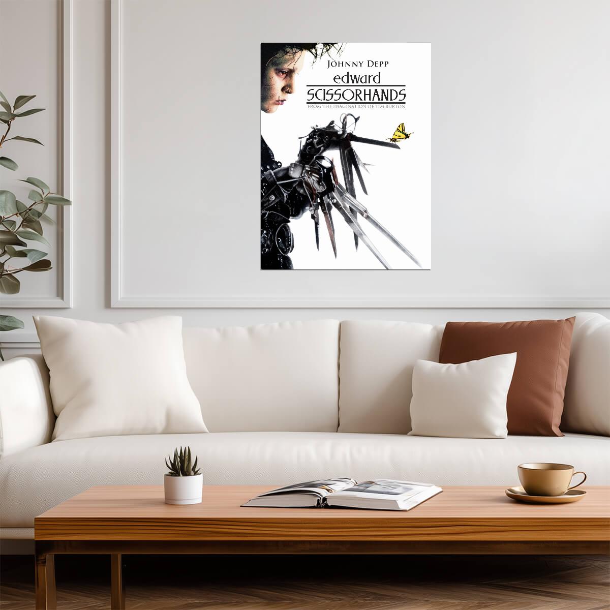 Edward Scissorhands Movie Poster | Edward Watching a Butterfly on His Scissor Hand - Movies & TV Poster